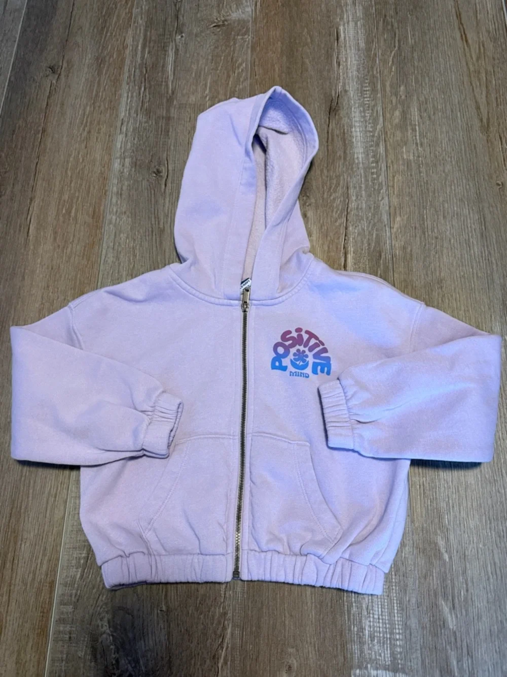 Old Navy Lavender Zip Front Hoodie with 'Positive Mind' Graphic